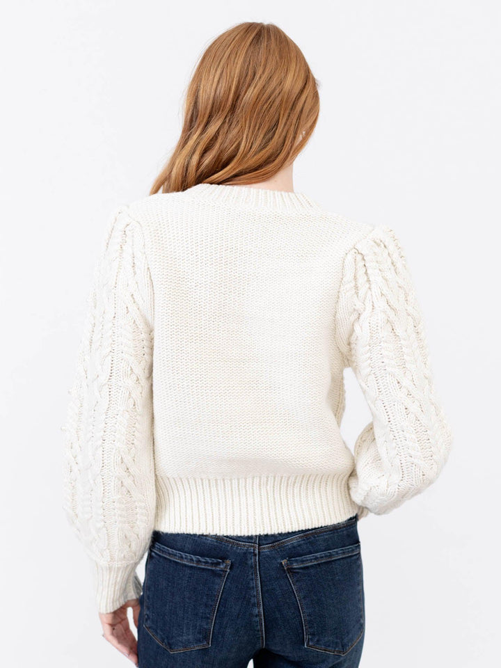 cable knit round neck sweater