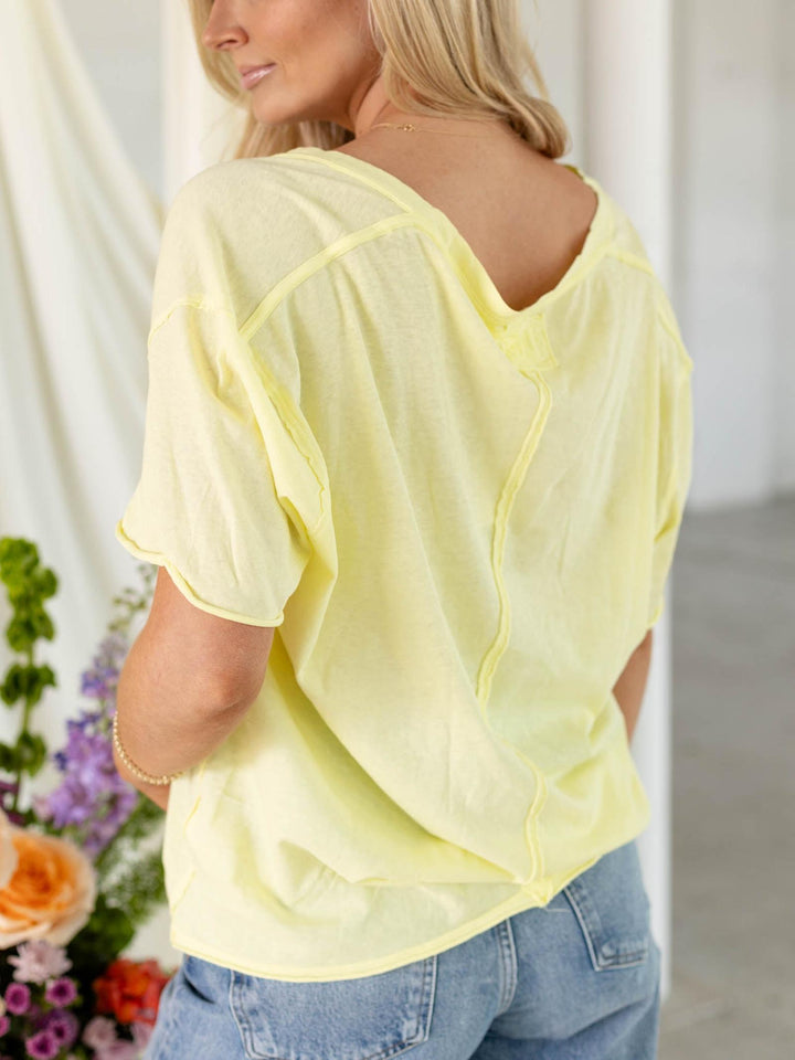 yellow oversized v-neck