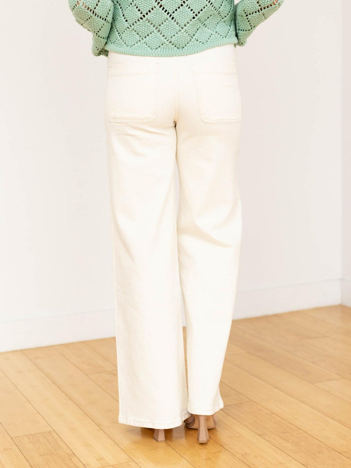 high rise draw string denim