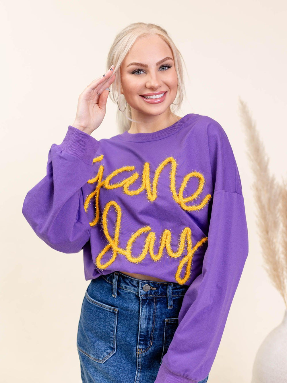 purple and gold game day sweatshirt