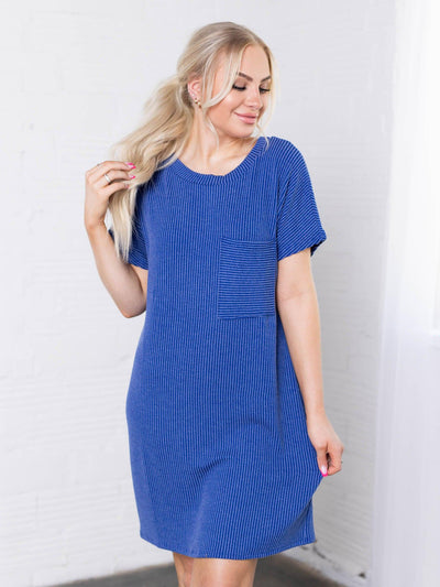 blue textured dress