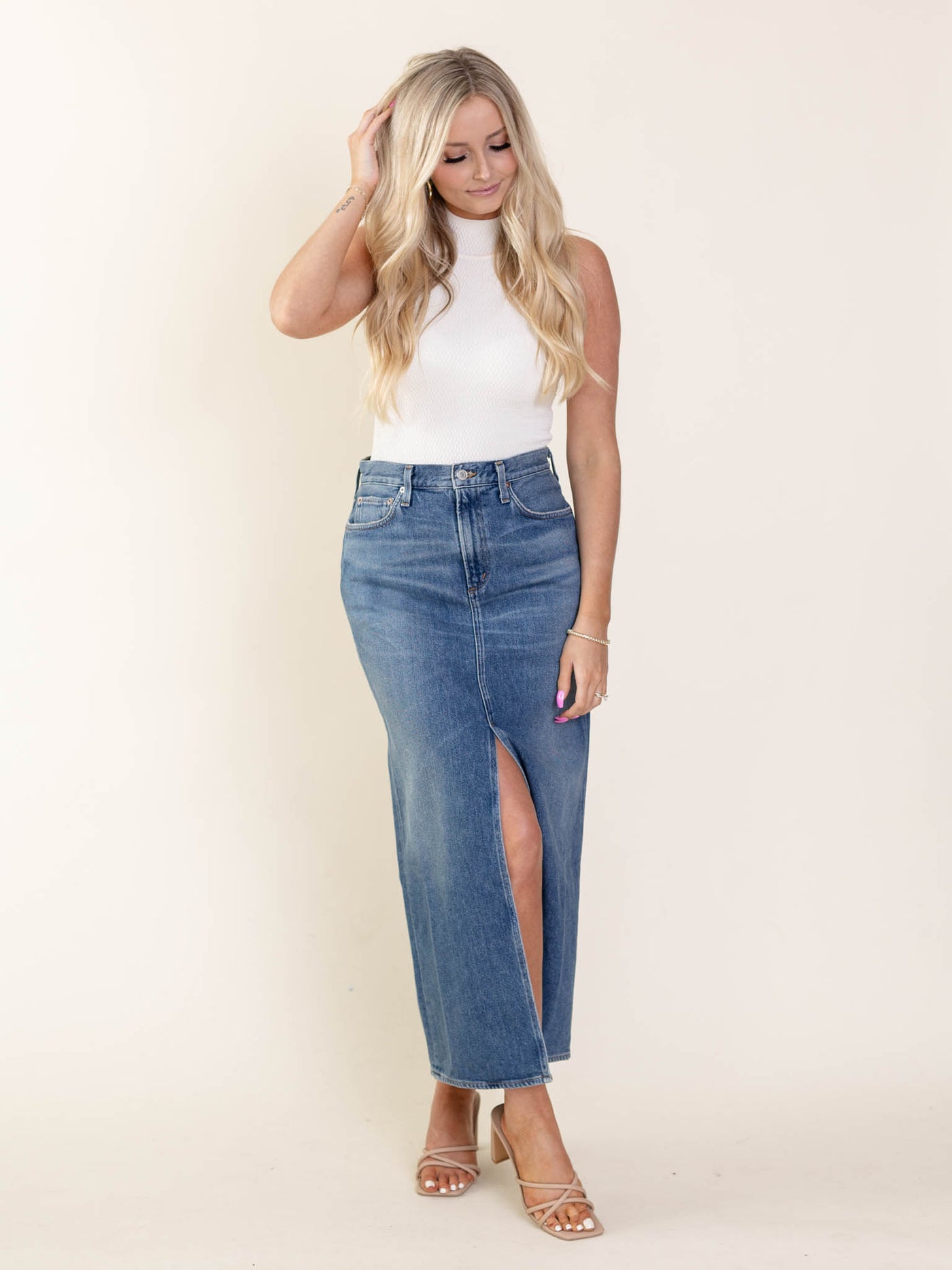 denim maxi skirt