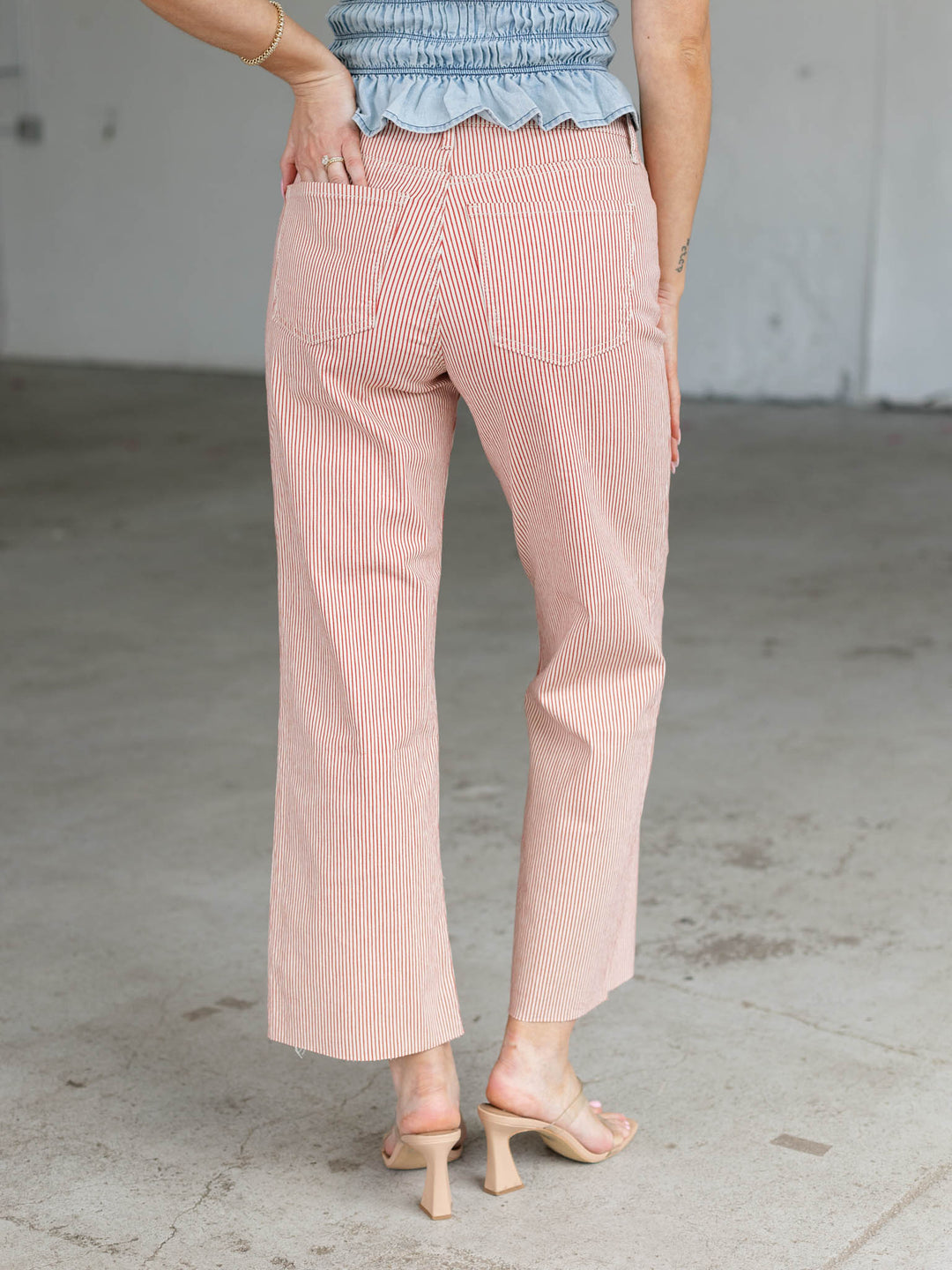KUT Red/Ivory Charlotte High Rise Wide Leg Jean