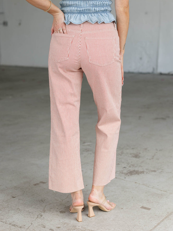 KUT Red/Ivory Charlotte High Rise Wide Leg Jean