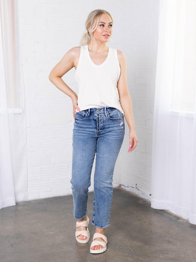 french terry relaxed white tank