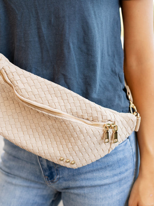 neutral suede bum bag