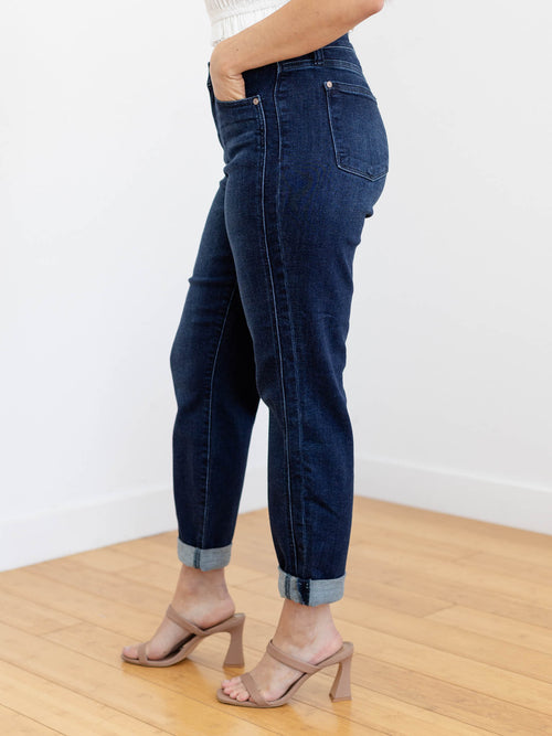 roll cuff boyfriend denim