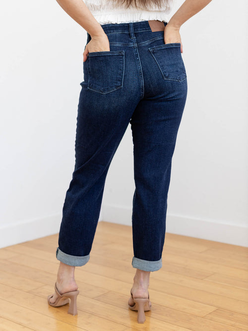 roll cuff boyfriend denim