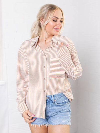neutral stripe button down
