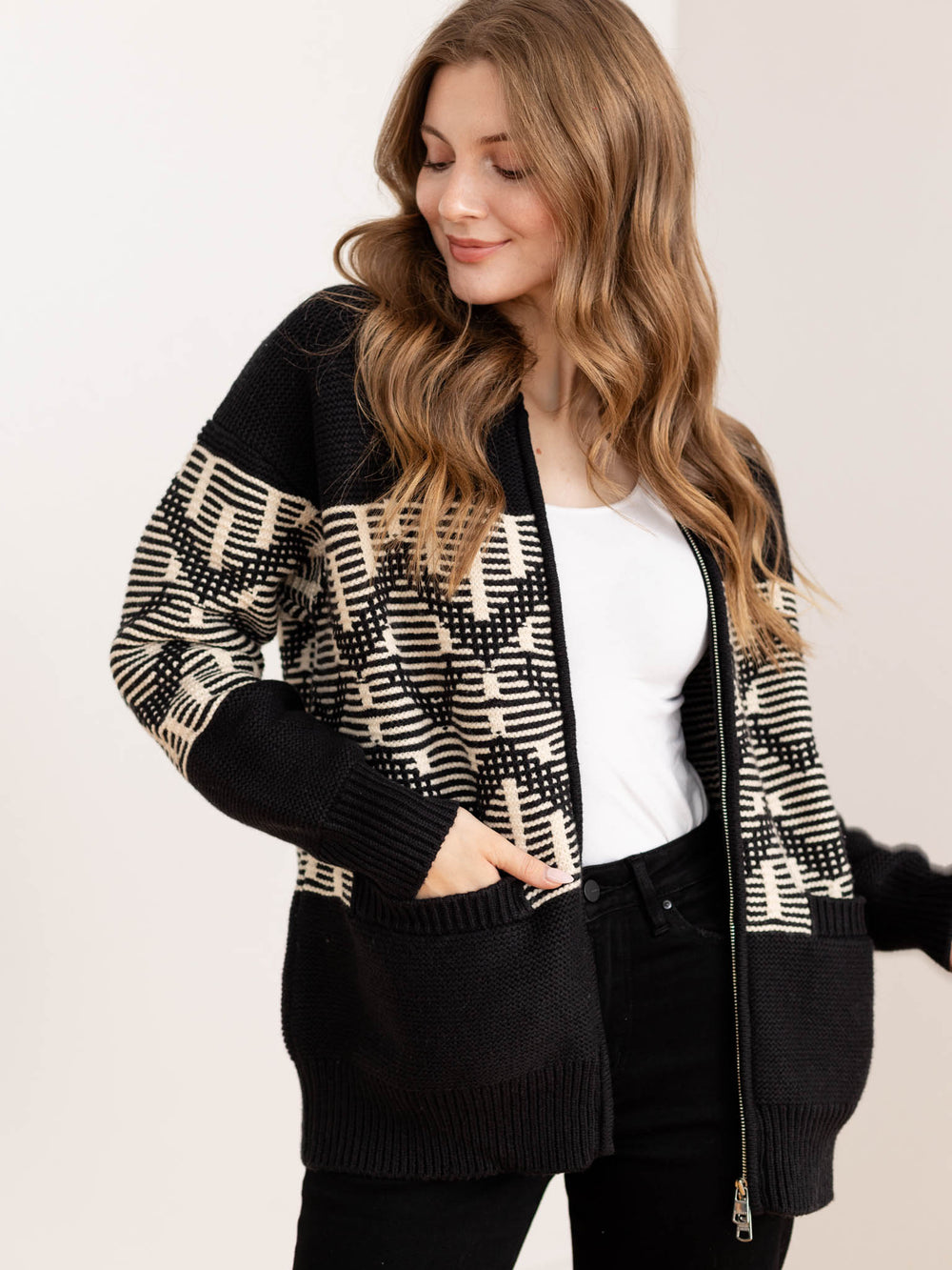 knit zip up jacket