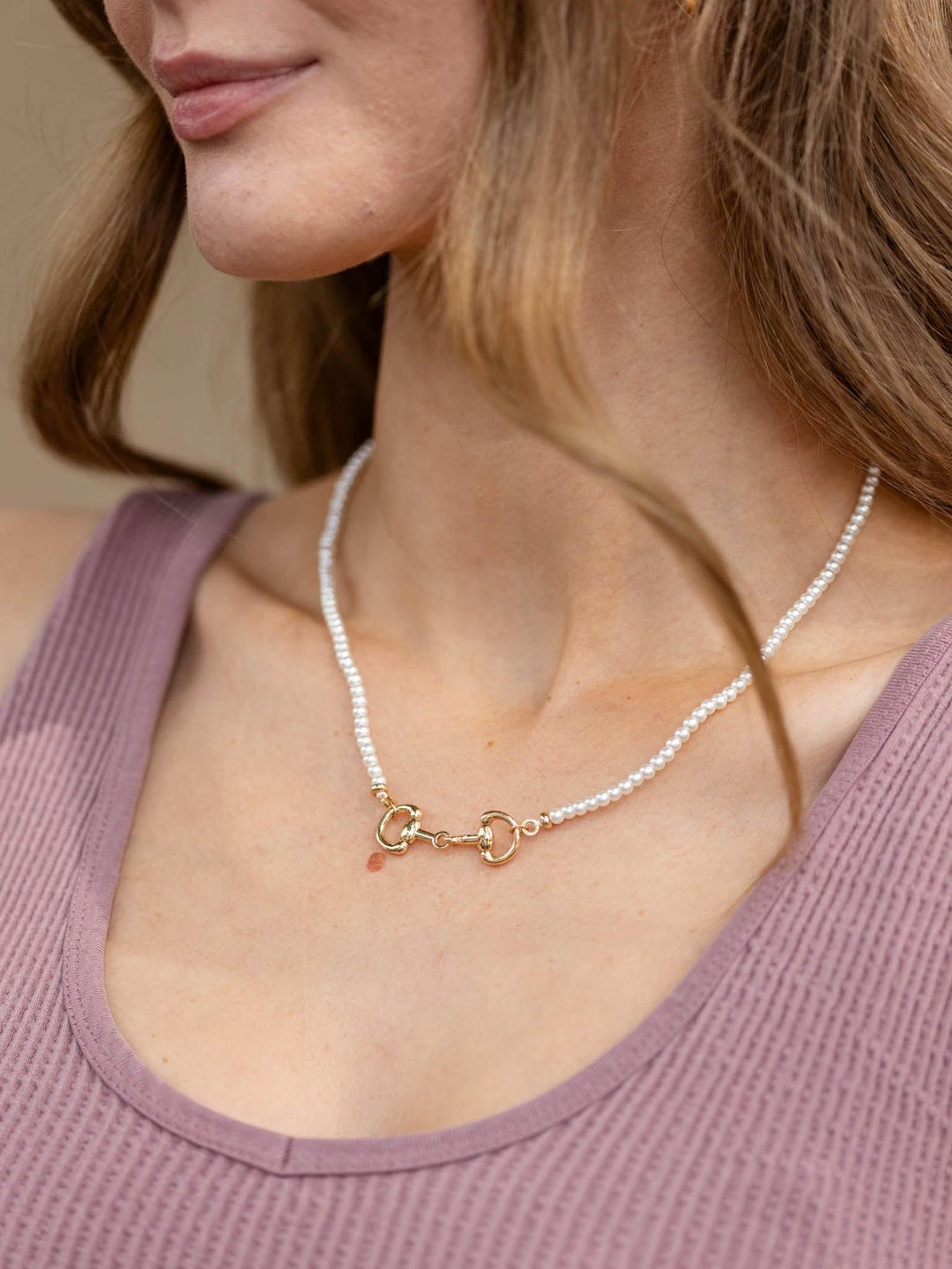 4mm Pearl Horsebit Necklace