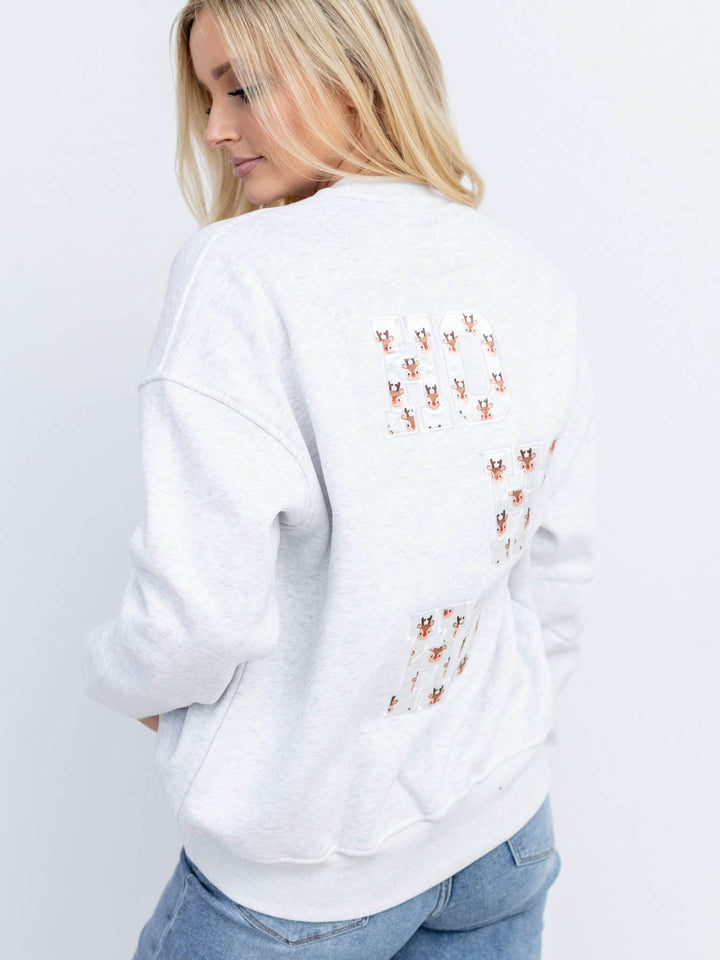 embroidered holiday sweatshirt