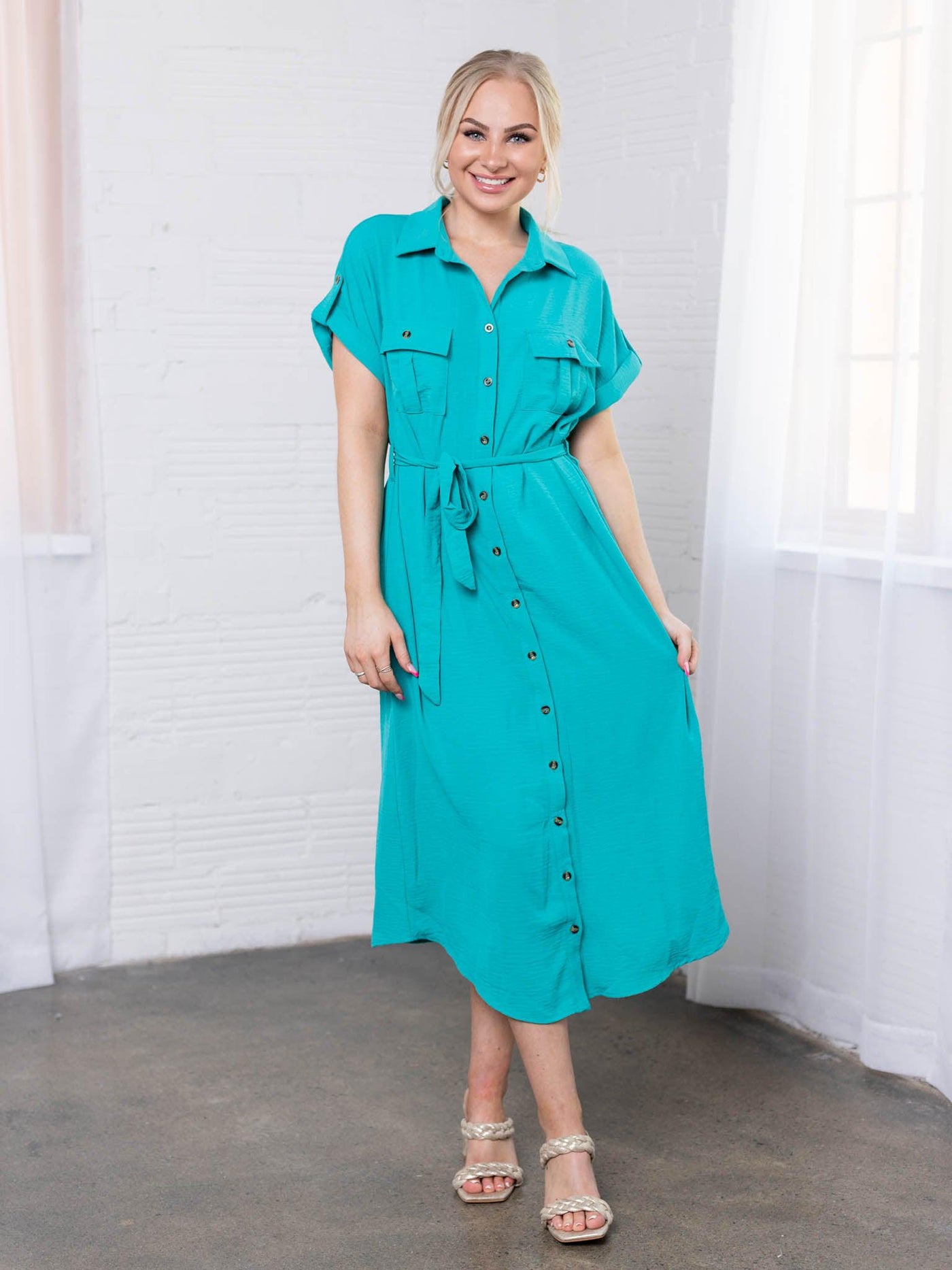 belted shirt dress