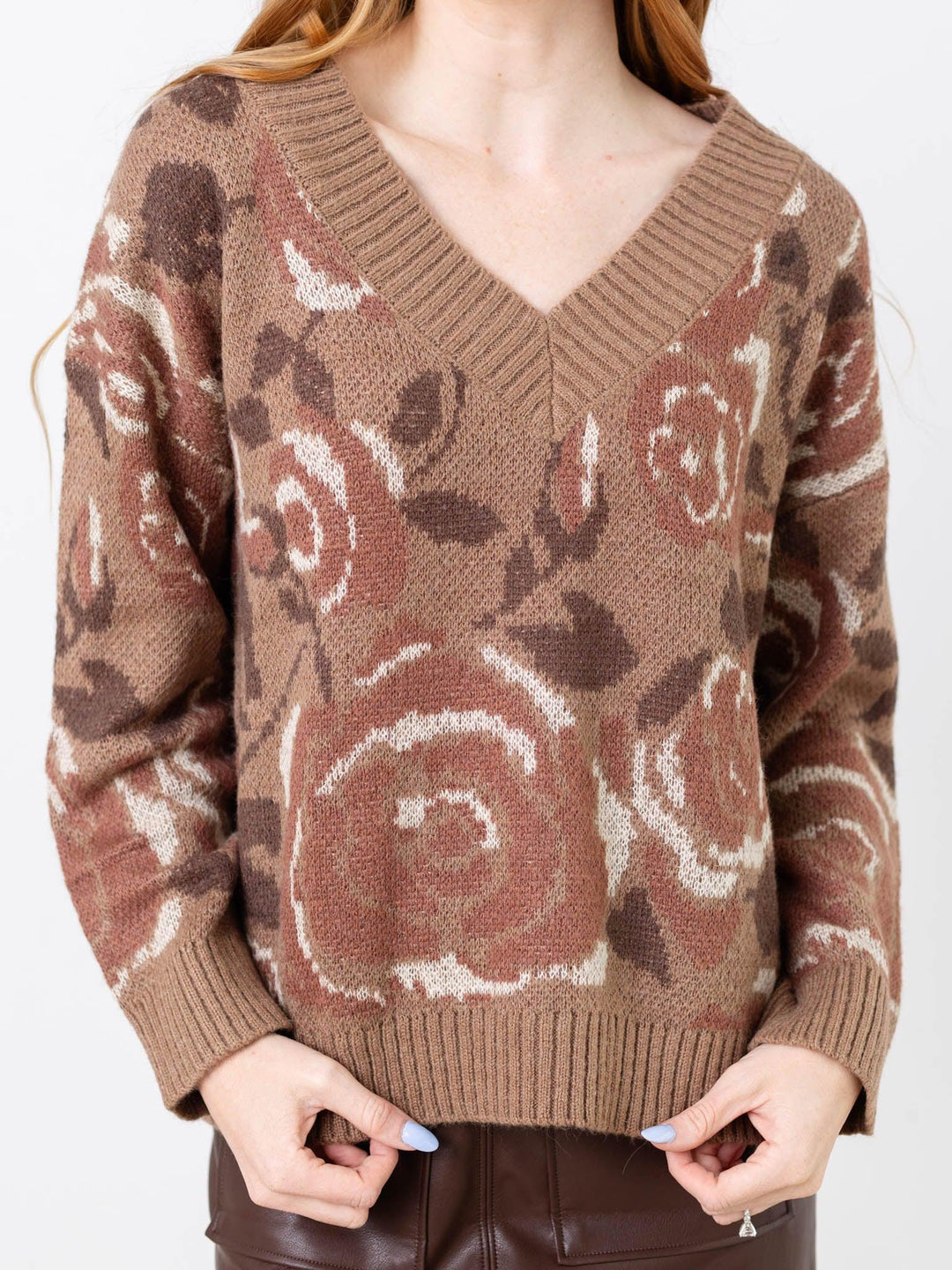 loose fitting printed sweater
