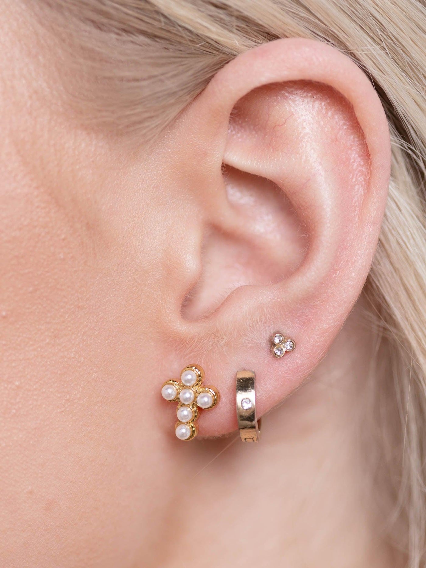 pearl cross earrings