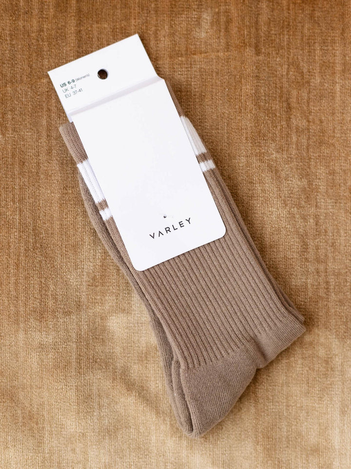 taupe and white tube socks