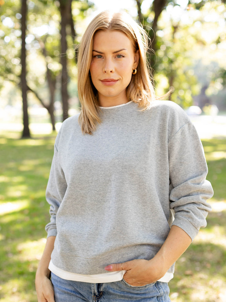 grey pullover two in one sweater
