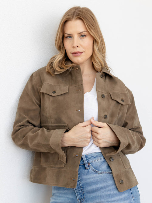 dark green vegan structured jacket