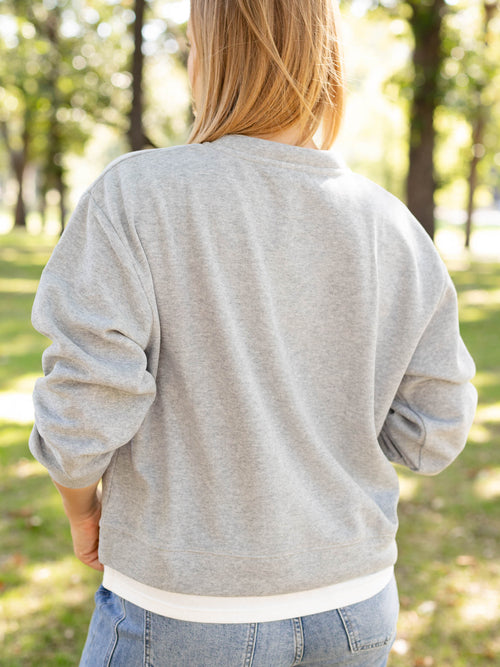 grey pullover two in one sweater