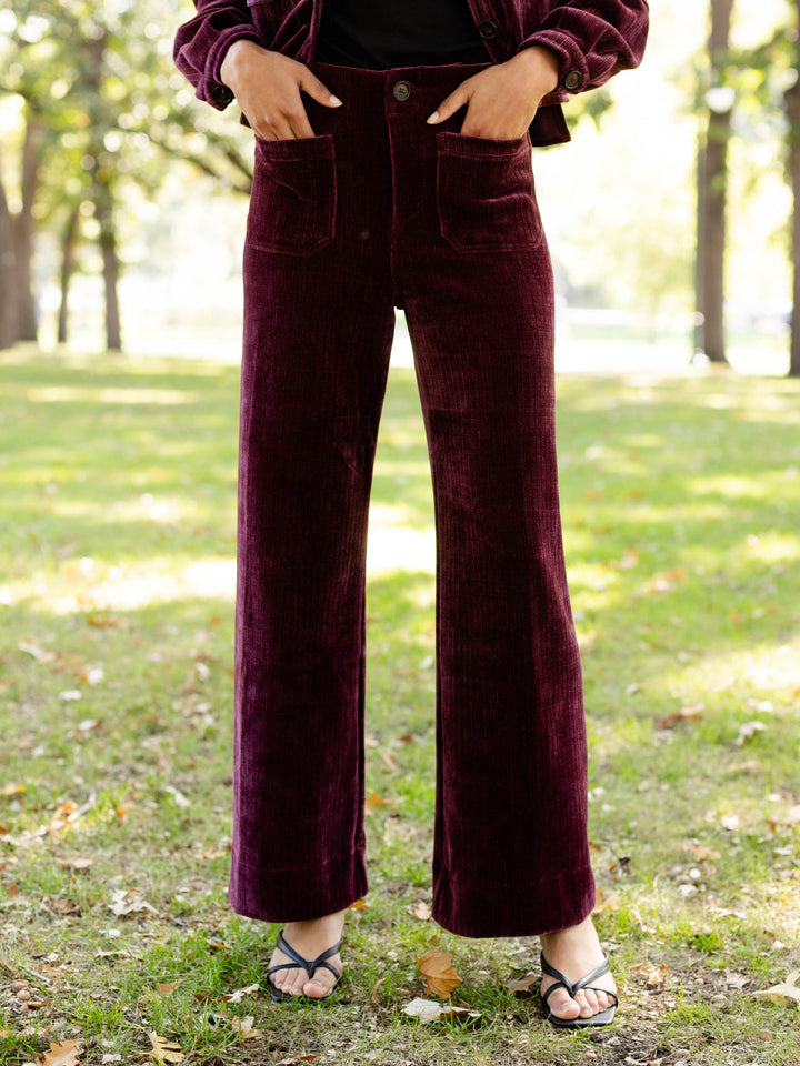 wine colored textured pant