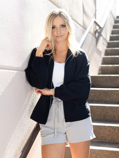 black zip up sweatshirt