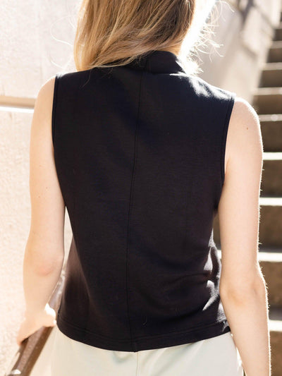 black mock neck top