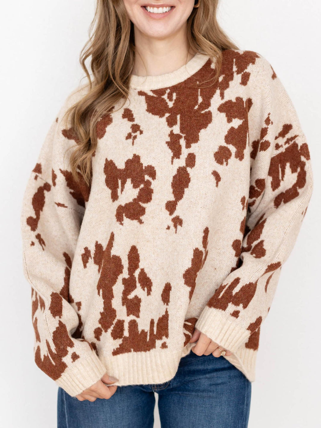 cow print oversized sweater