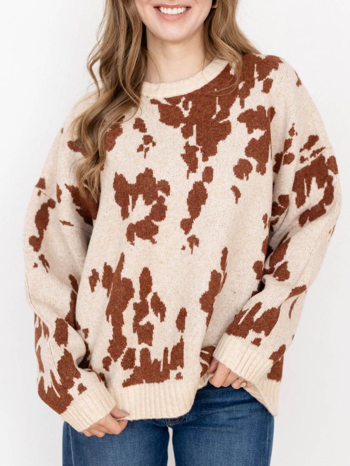 cow print oversized sweater