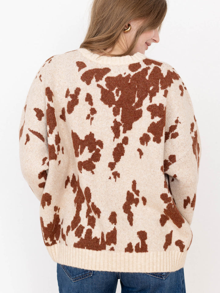 cow print oversized sweater