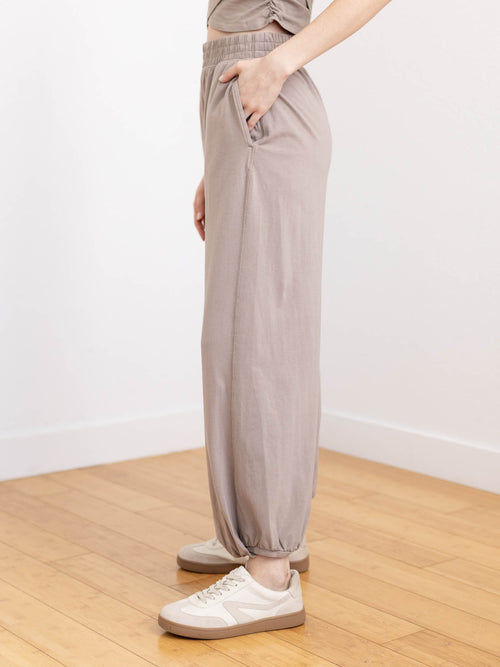 light mocha two piece athleisure set