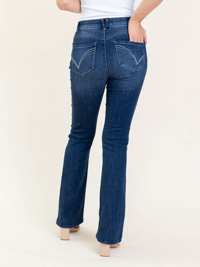 democracy high rise mini boot denim