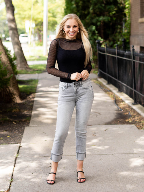 washed grey cuffed denim