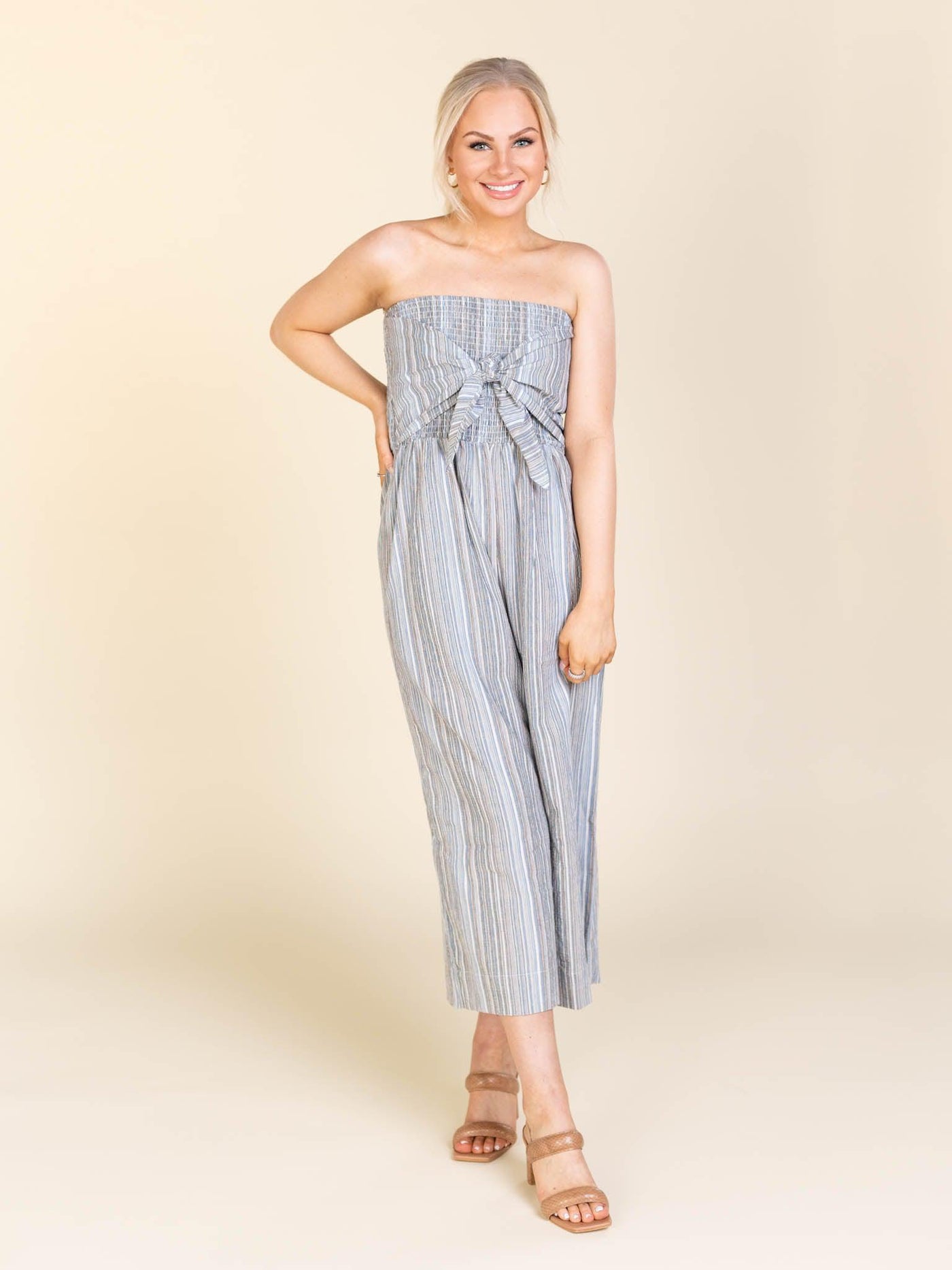 smocked bodice jumpsuit