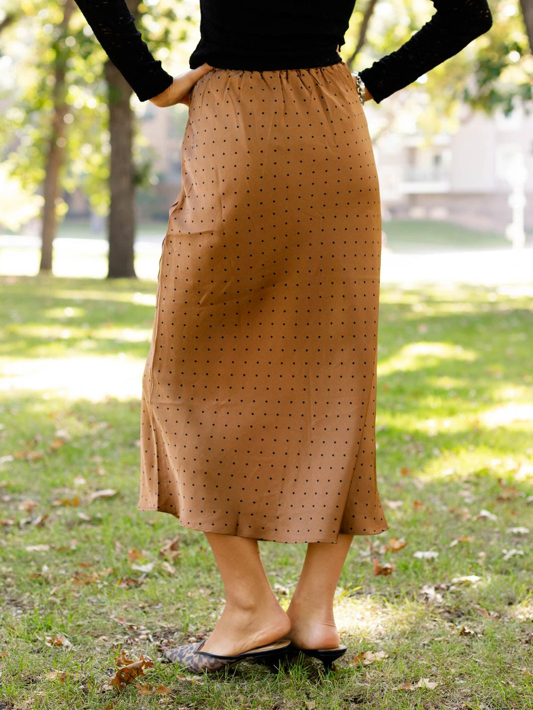 satin polka dot skirt