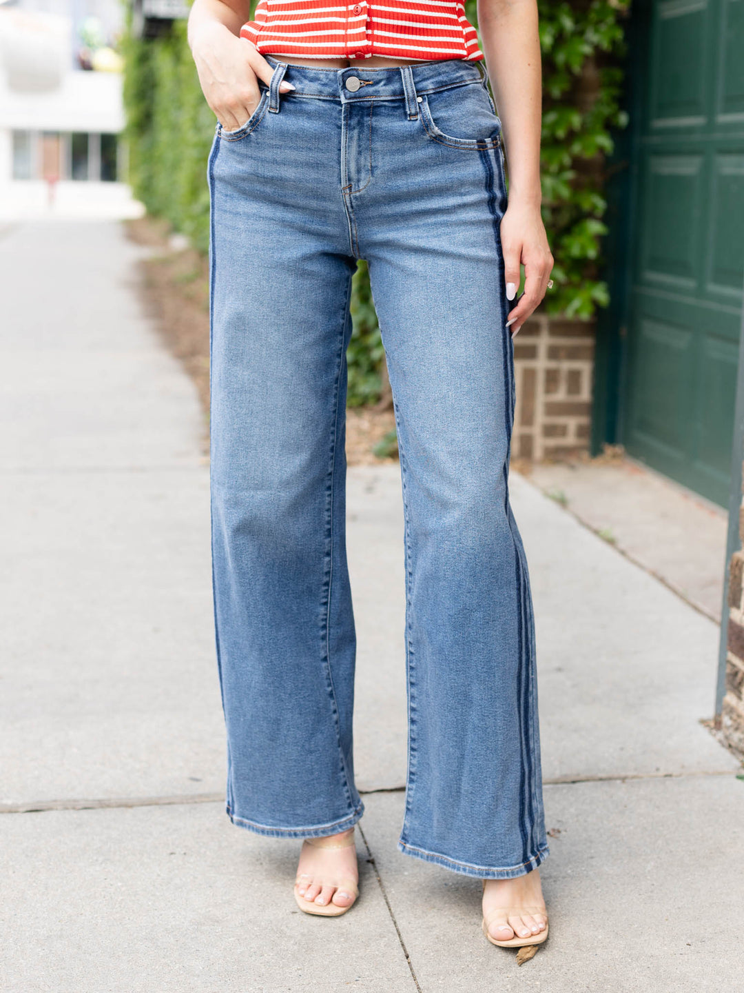 stripe side denim