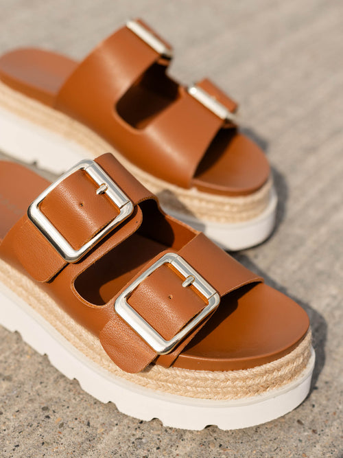 dark brown double buckle sandal