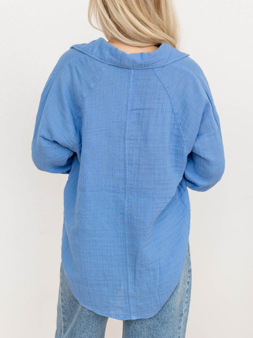 light blue oversized button up shirt