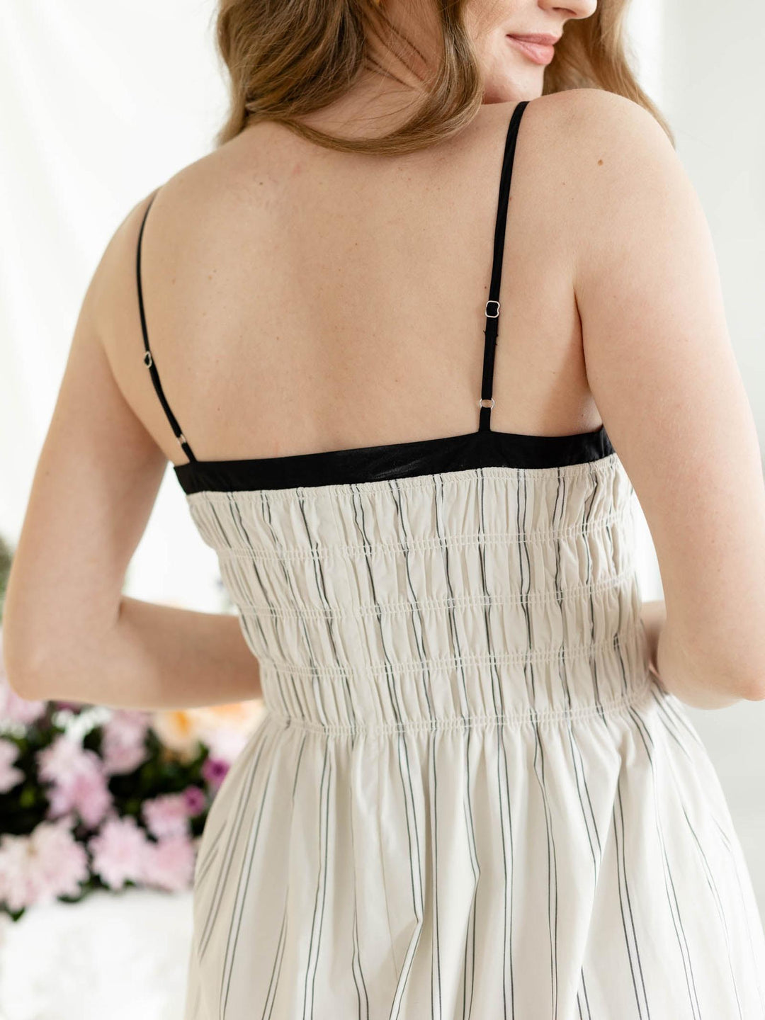 black and white stripe maxi dress