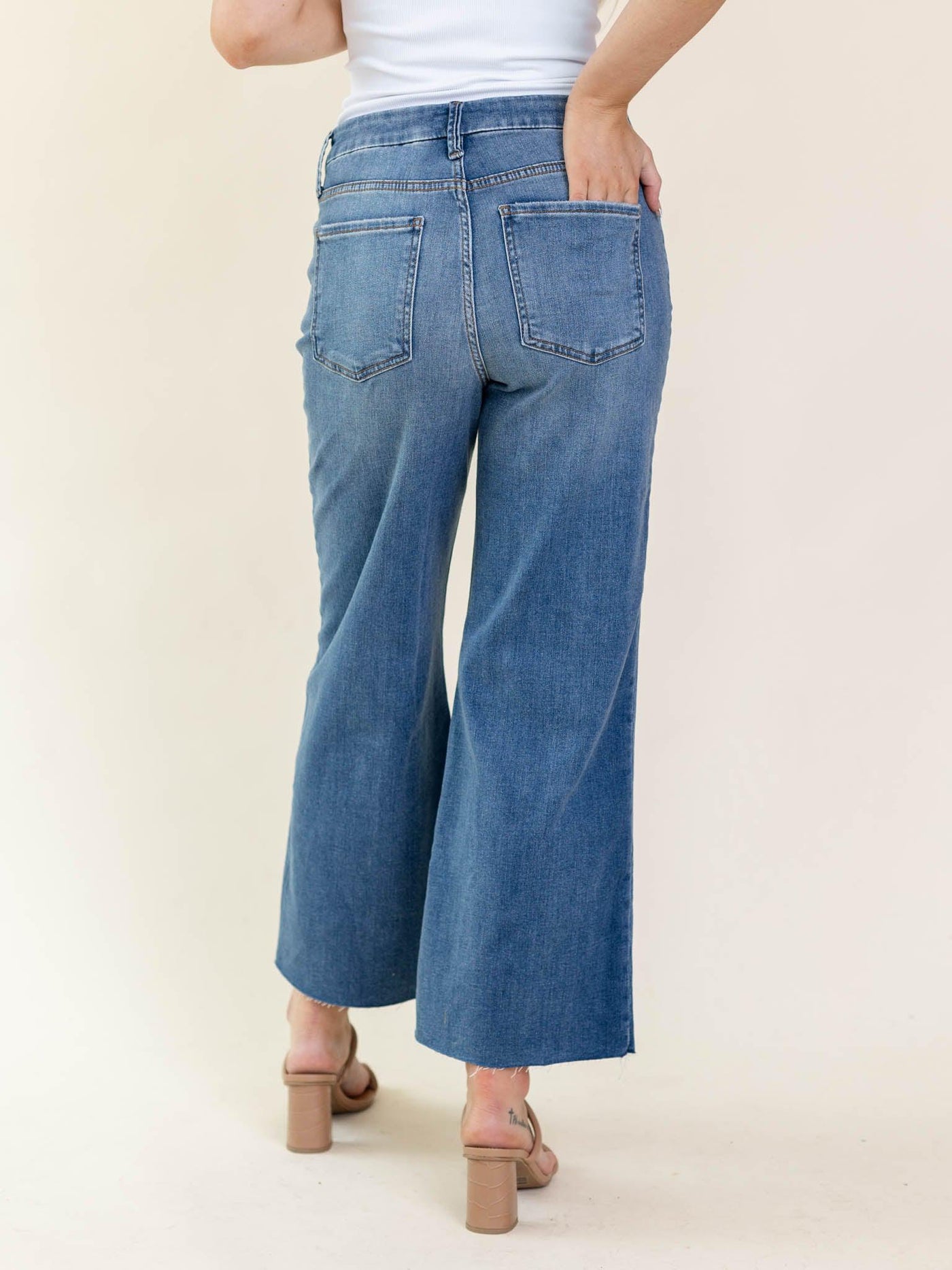 cropped wide leg denim