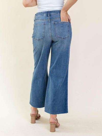 cropped wide leg denim