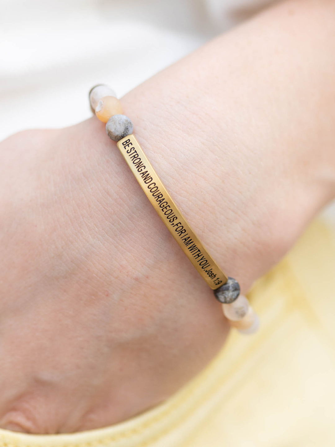 Be Strong and Courageous Stone Bracelet