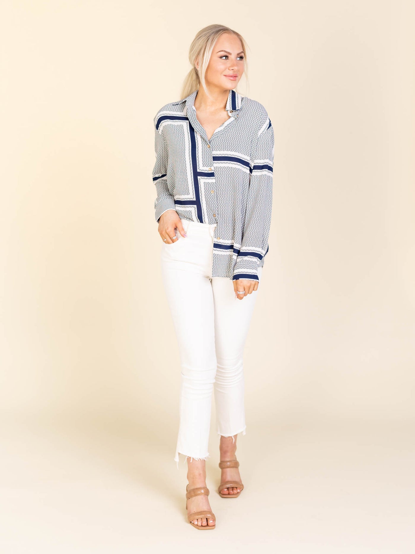 mixed print shirt