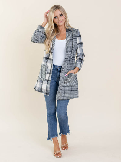 mixed plaid jacket