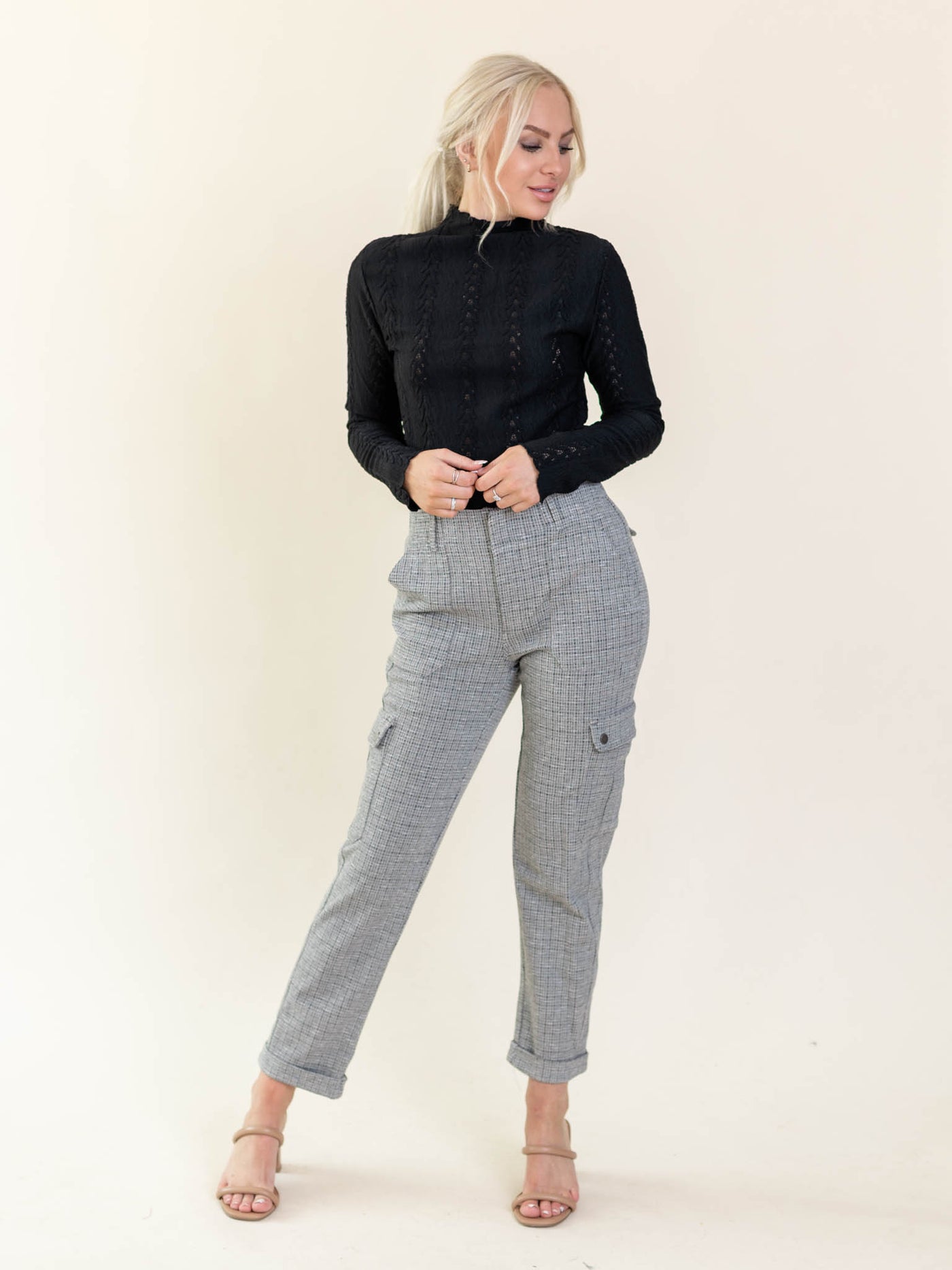office style black lace top