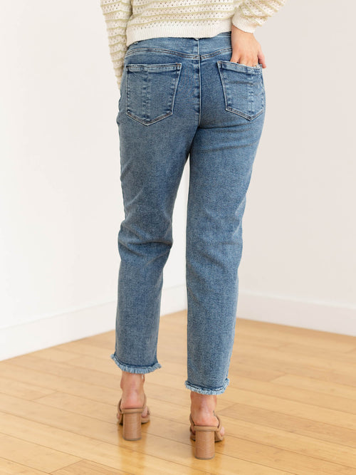 twisted seam ankle denim