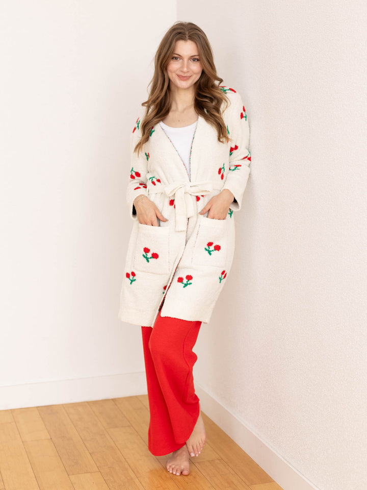 soft cherry print robe
