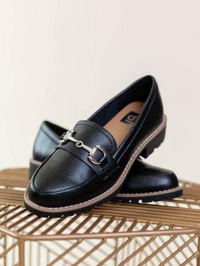 black slip on loafer