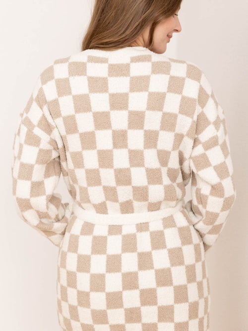 neutral checkered robe