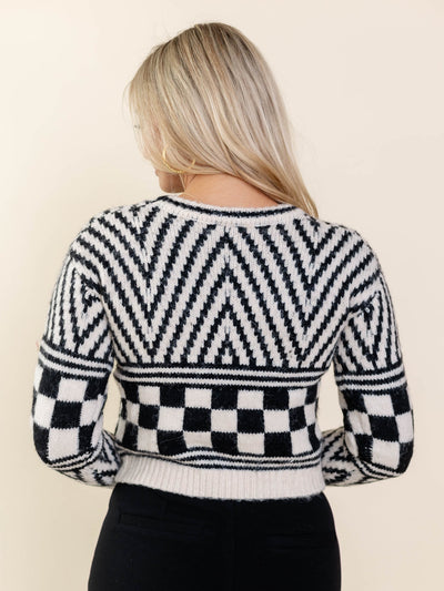 black and white cropped sweater