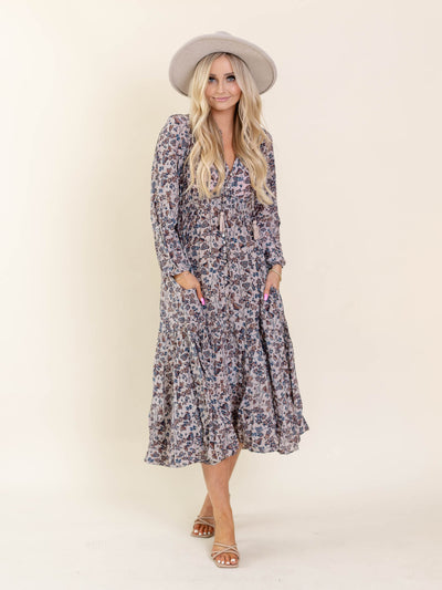 midi length printed dress